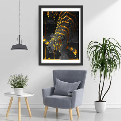 Schwarzer Tiger mit goldenen Streifen Diamond Painting