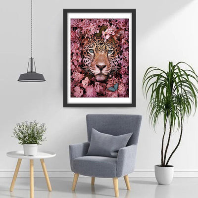 Leopard in den Blumen Diamond Painting