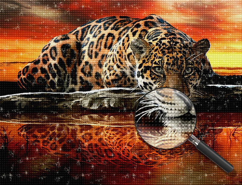 Leopard auf dem Wasser Diamond Painting