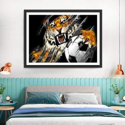 Tiger mit einem Fußball Diamond Painting