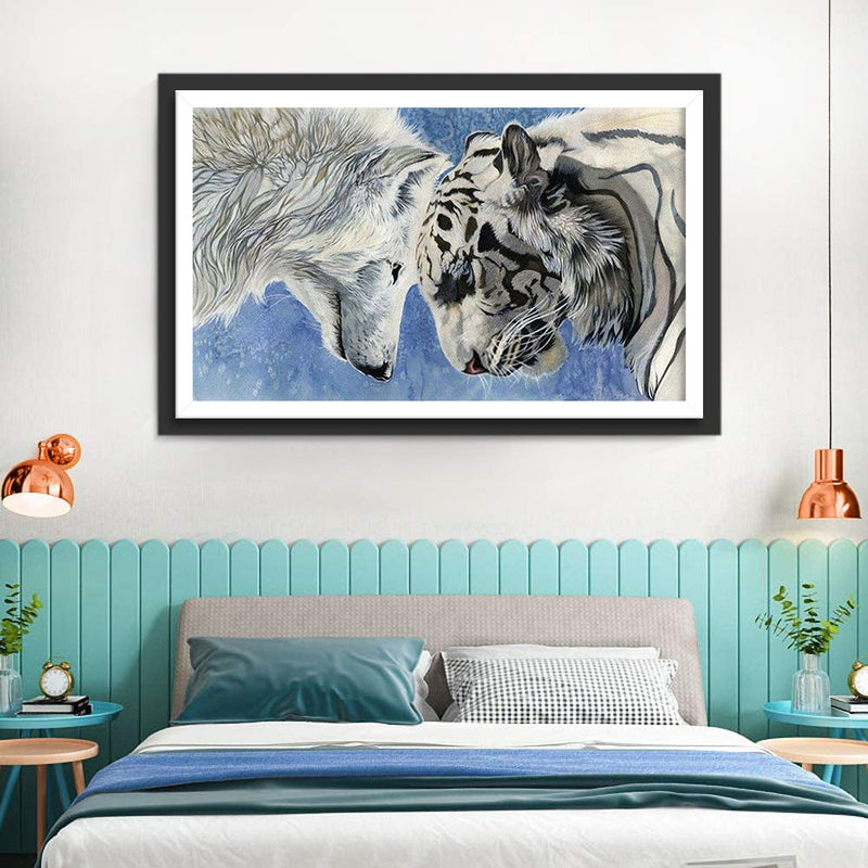 Kampf zwischen Tiger und Wolf Diamond Painting