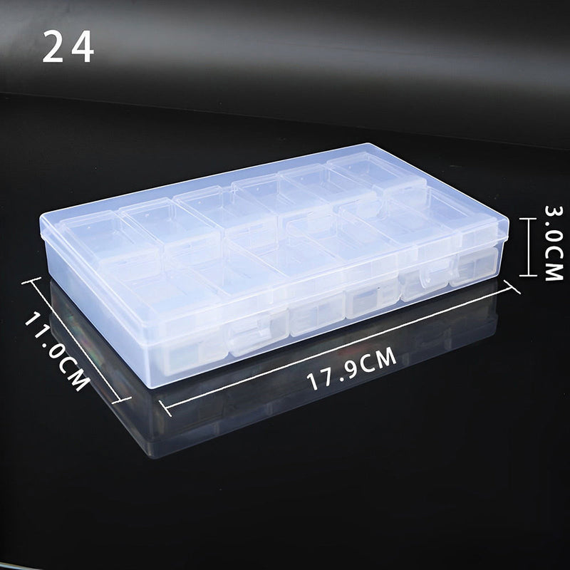 Aufbewahrungsbox mit 24/44/64/80 quadratischen Fläschchen + Aufkleber Diamond Painting Zubehör