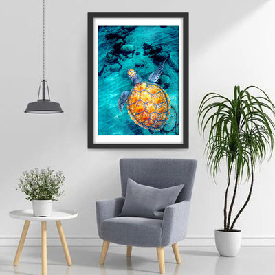 Orange Schildkröte im Meer Diamond Painting