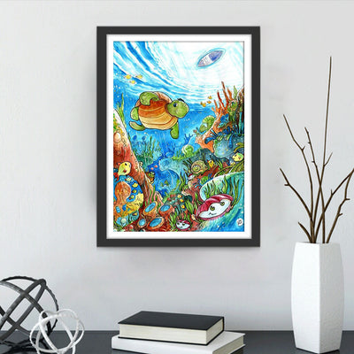 Cartoon Schildkröte im Meer Diamond Painting