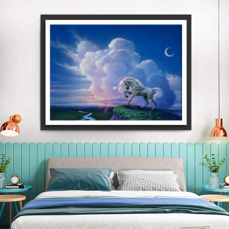 Weißes Einhorn und Wolken Diamond Painting