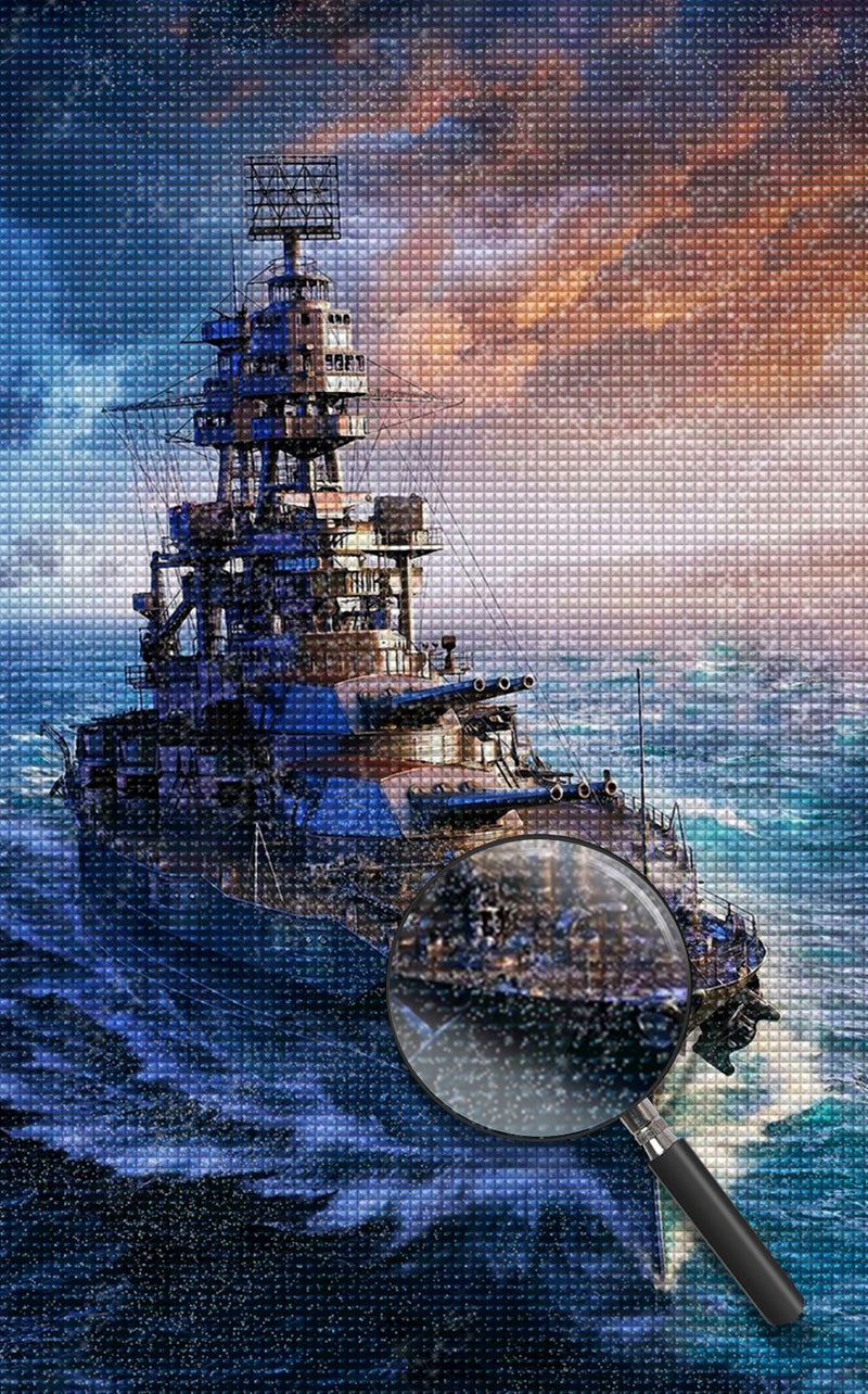 Kriegsschiff auf dem Meer Diamond Painting