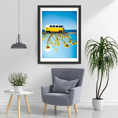 Minibus und gelbe Blumen Diamond Painting