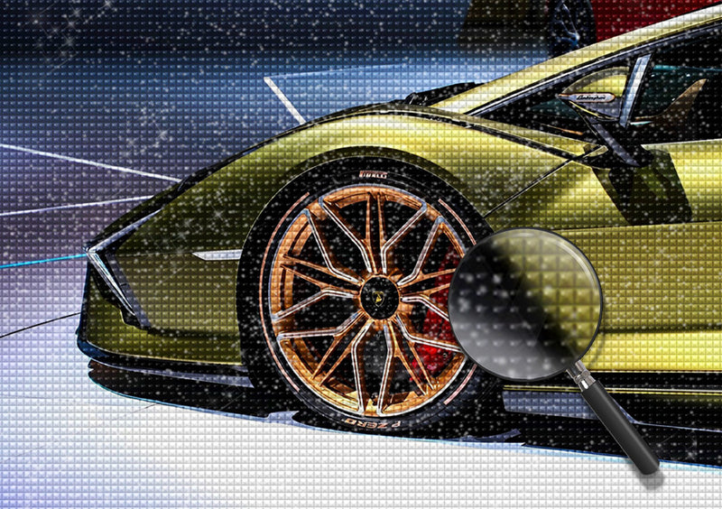 Gelb-grüner Sportwagen Diamond Painting