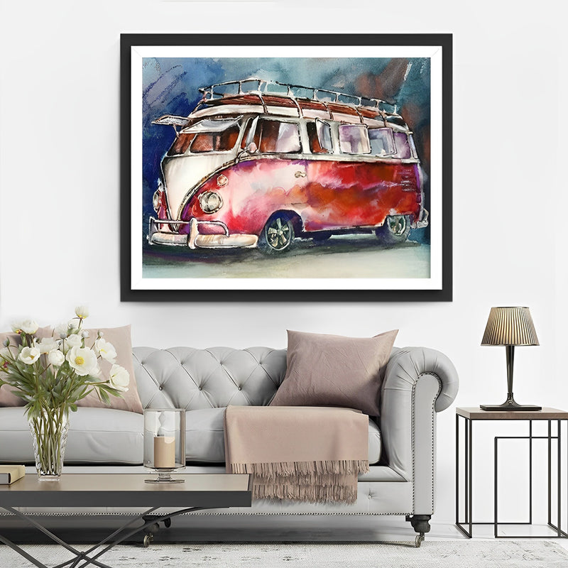 Roter Cartoon-Bus Diamond Painting