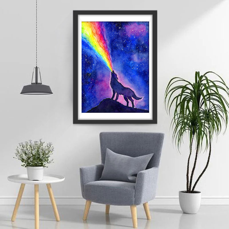 Regenbogen Wolfsgeheul Diamond Painting