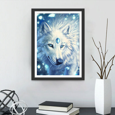 Schneewolf mit Edelstein Diamond Painting