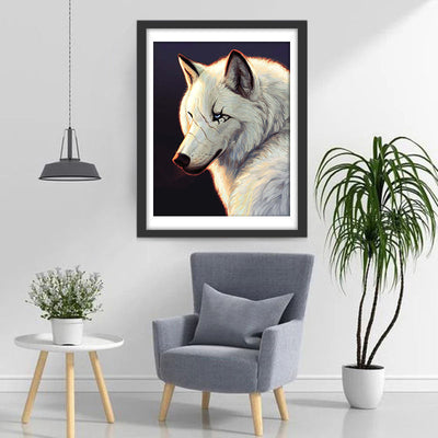 Verletzter weißer Wolf Diamond Painting