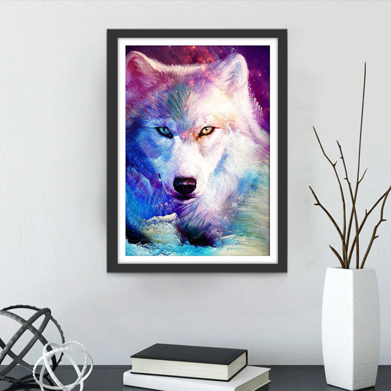 Wolf in farbigen Gletschern Diamond Painting