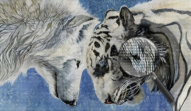 Weißer Wolf und weißer Tiger Diamond Painting