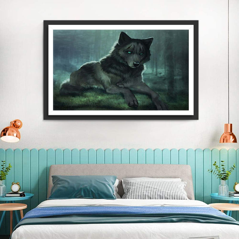 Einsamer Wolf im Wald Diamond Painting