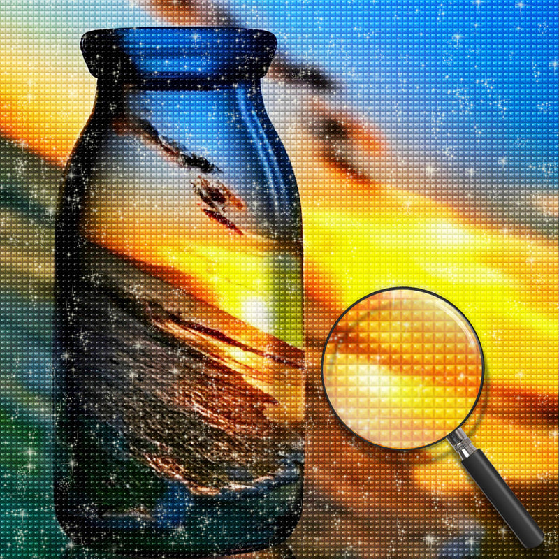 Abendsonne und Meer in der Flasche Diamond Painting