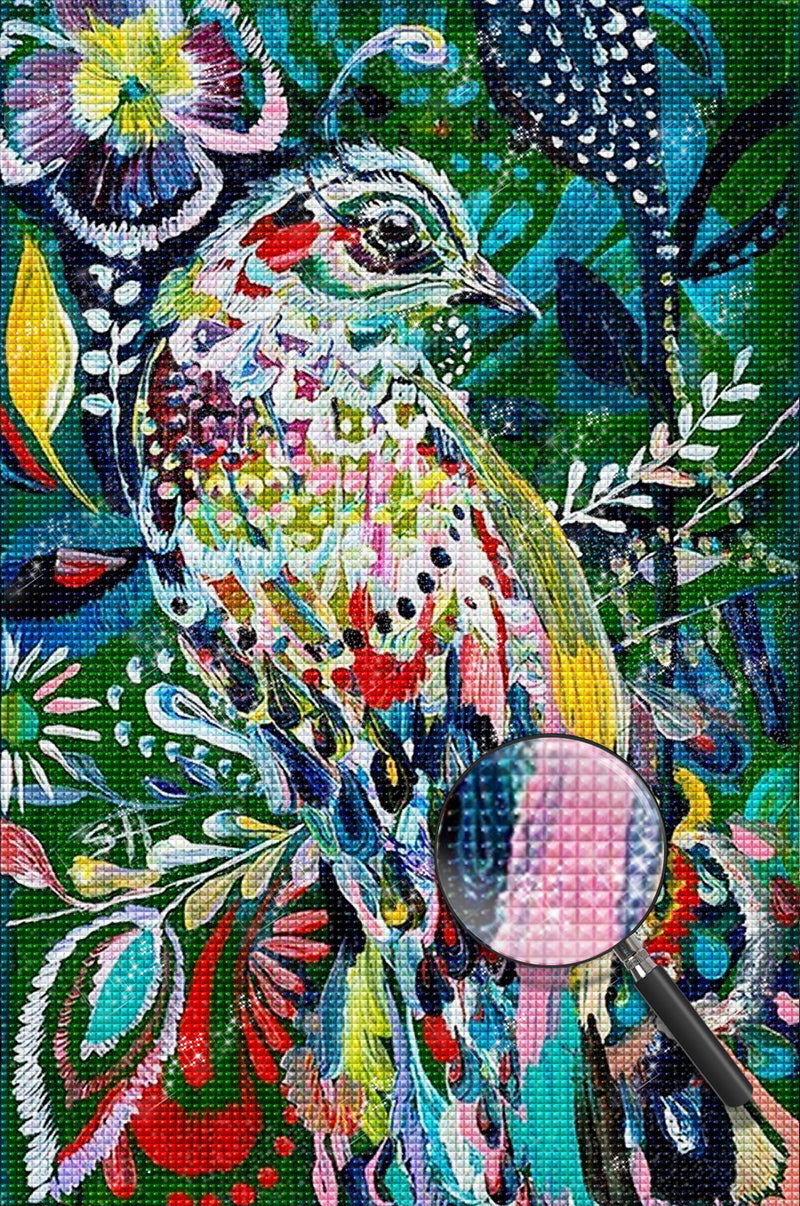 Abstrakt gemalter Vogel Diamond Painting