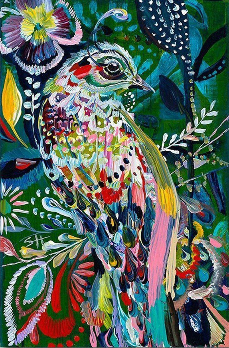 Abstrakt gemalter Vogel Diamond Painting