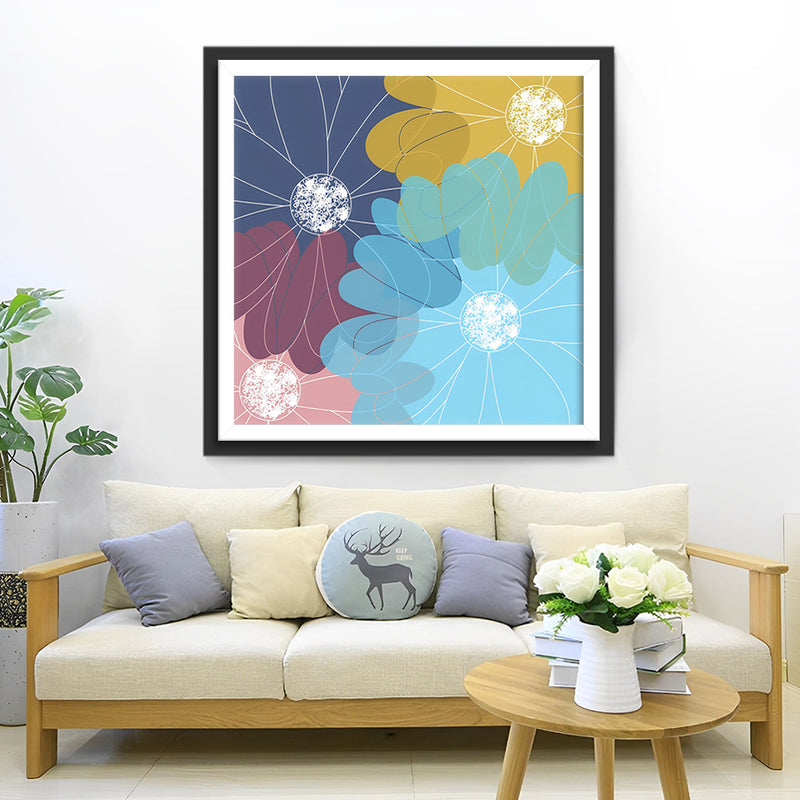 Abstrakte bunte Blumen Diamond Painting