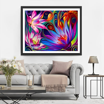 Abstrakte bunte Lotusblumen Diamond Painting