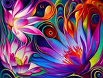 Abstrakte bunte Lotusblumen Diamond Painting