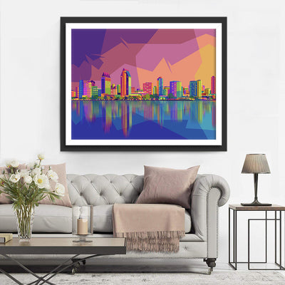 Abstrakte bunte Stadt Diamond Painting