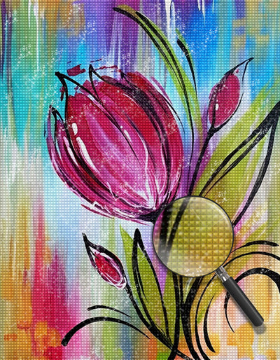 Abstrakte rosa Tulpe Diamond Painting