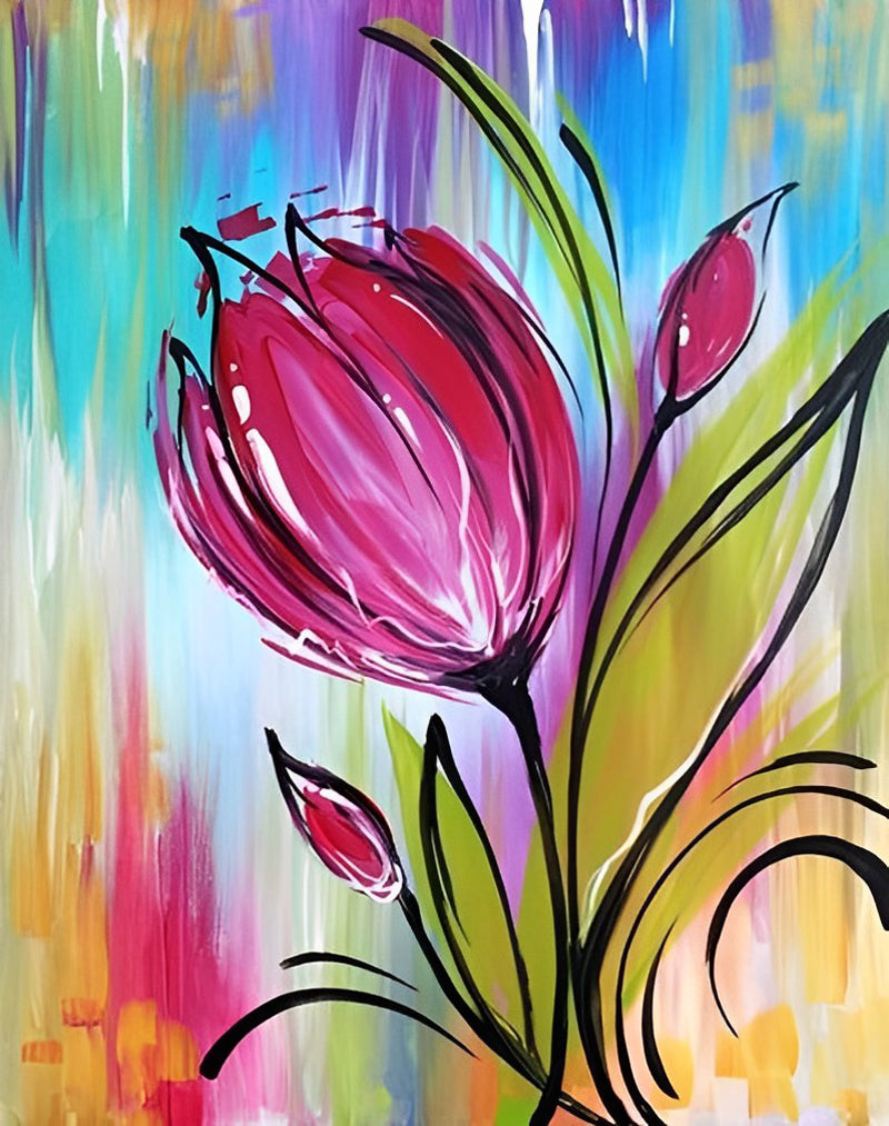 Abstrakte rosa Tulpe Diamond Painting