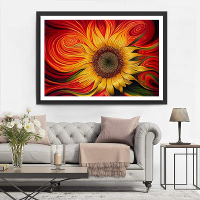 Abstrakte rote Sonnenblume Diamond Painting