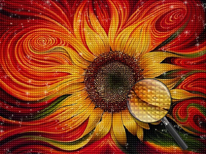 Abstrakte rote Sonnenblume Diamond Painting