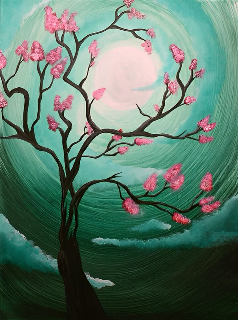 Abstrakter Baum voller Blumen Diamond Painting