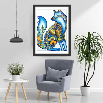 Abstrakter blauer Fuchs Diamond Painting