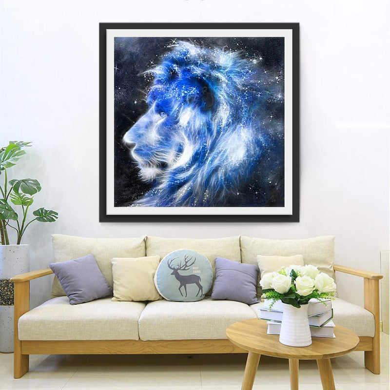 Abstrakter blauer Löwe Diamond Painting