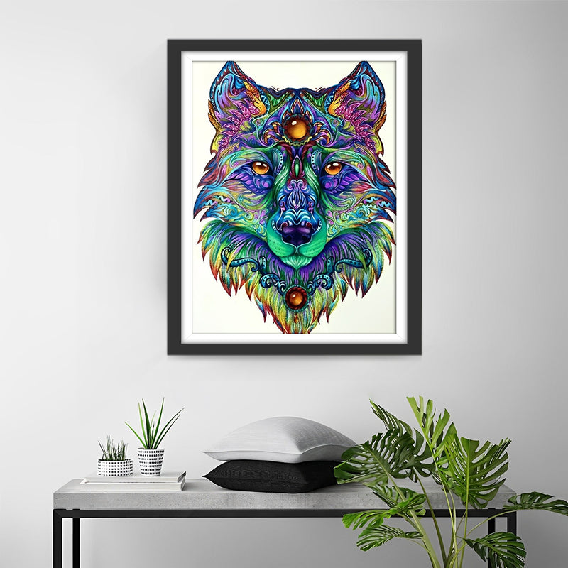 Abstrakter blauer Wolf Diamond Painting