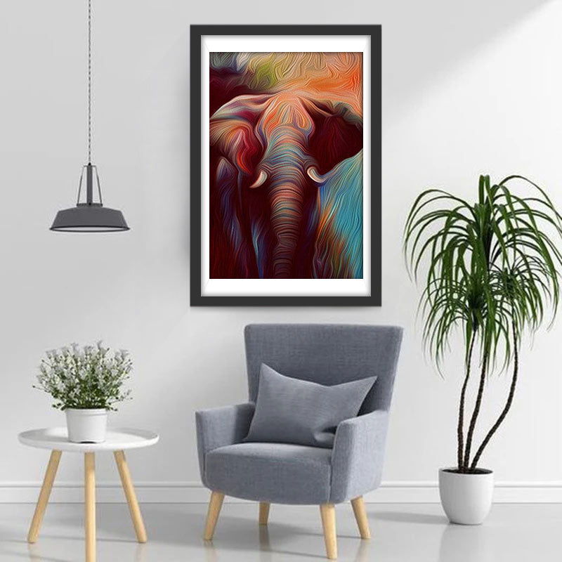 Abstrakter Elefant mit Fasern Diamond Painting