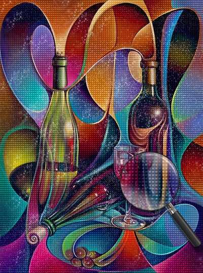 Abstrakter Rotwein und Kelch Diamond Painting