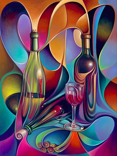 Abstrakter Rotwein und Kelch Diamond Painting