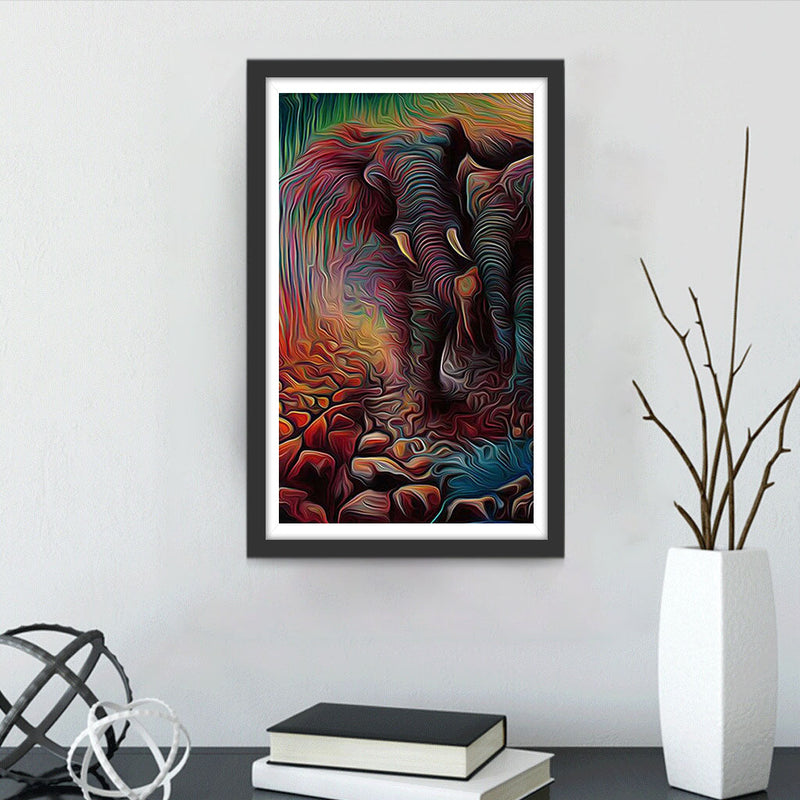 Abstraktes Elefantenpaar Diamond Painting