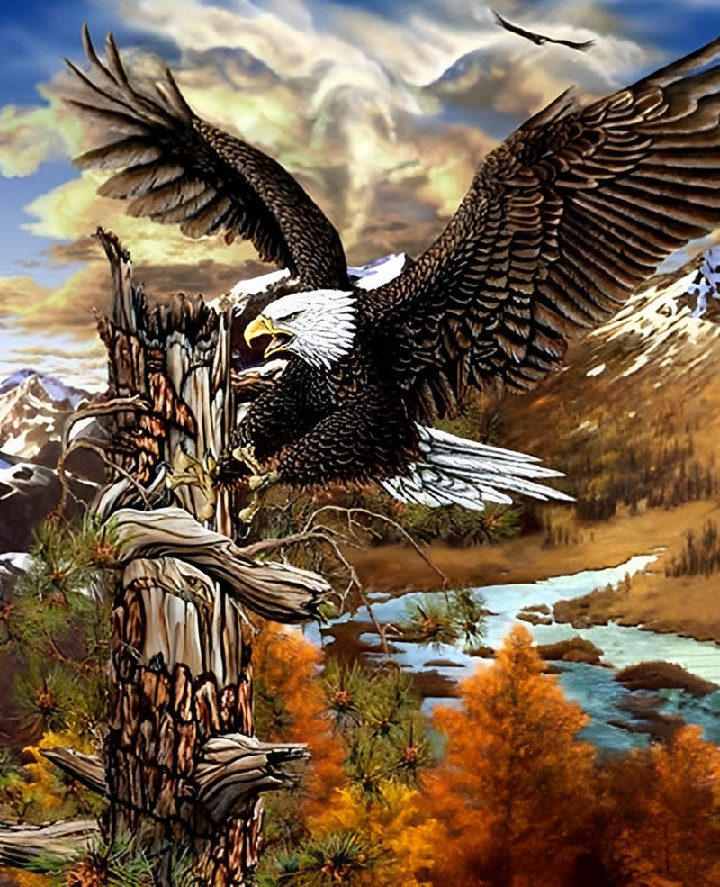 Adler auf dem Baumstumpf Diamond Painting