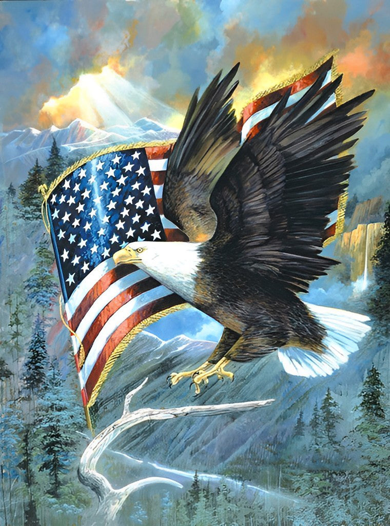 Adler mit der amerikanischen Flagge Diamond Painting