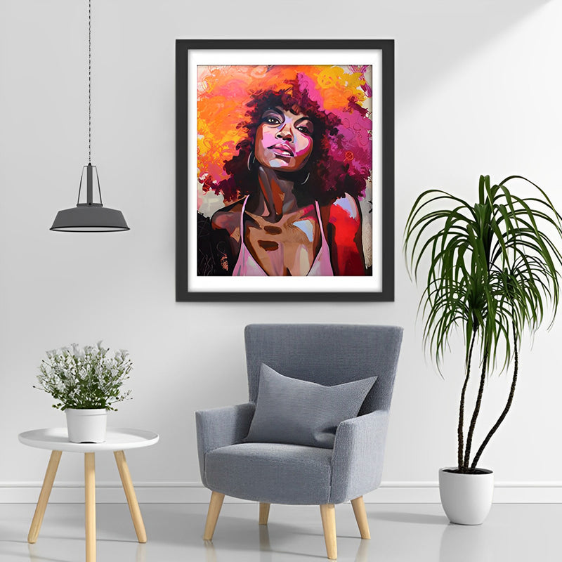 Afrikanische Frau mit Afro Diamond Painting