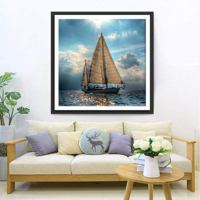 Alleines Schiff auf dem Meer Diamond Painting