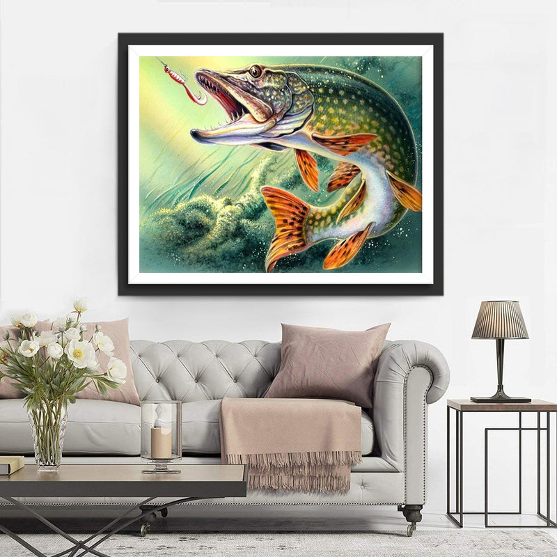 Angelnder Fisch Diamond Painting