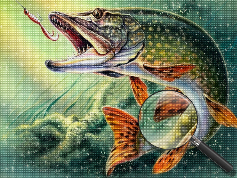 Angelnder Fisch Diamond Painting