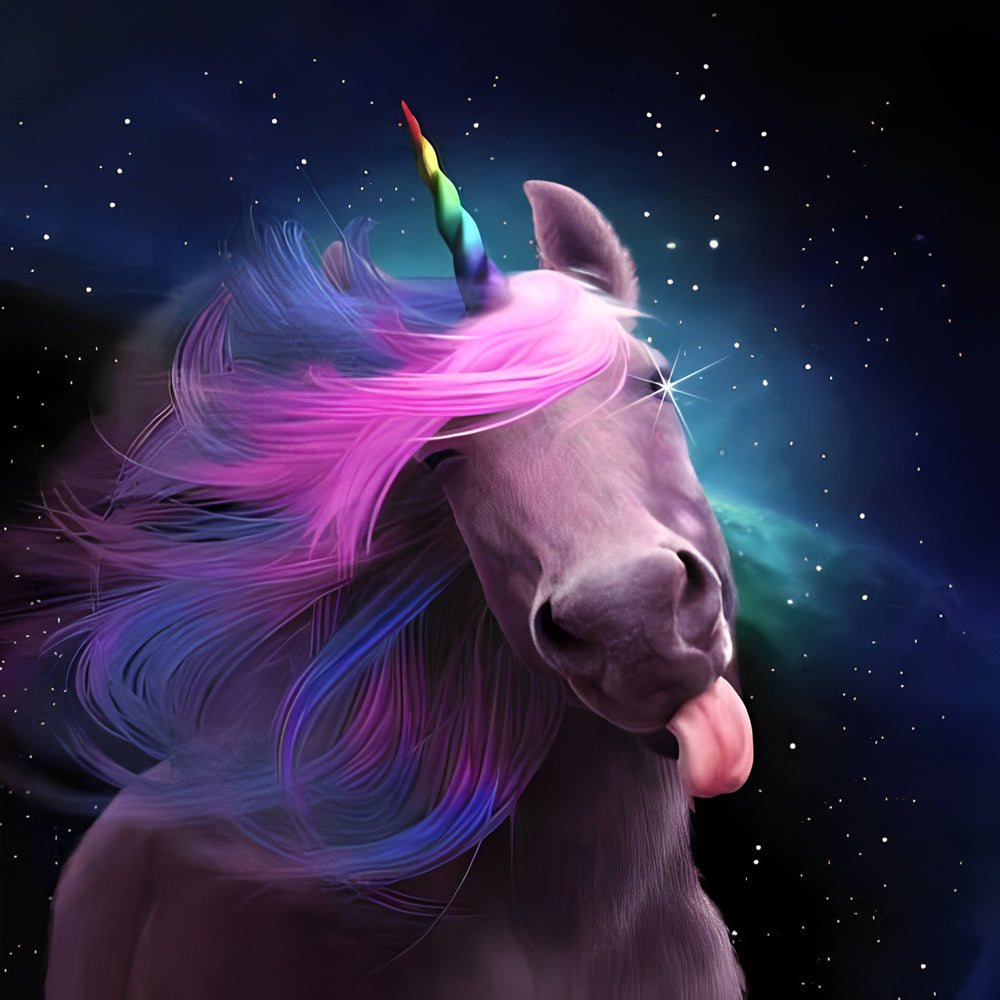 Arrogantes lila Einhorn Diamond Painting