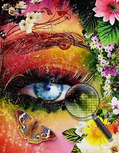 Auge Blumen Schmetterlinge Diamond Painting