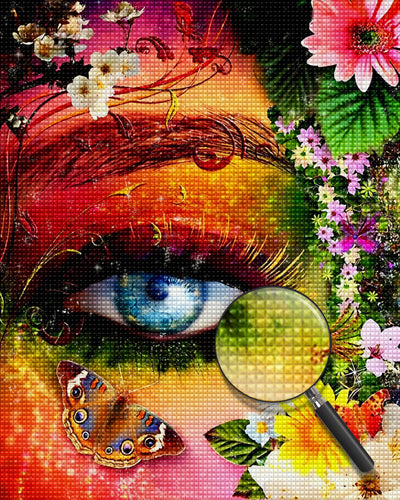 Auge Blumen Schmetterlinge Diamond Painting