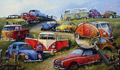 Autos und Wiese Diamond Painting