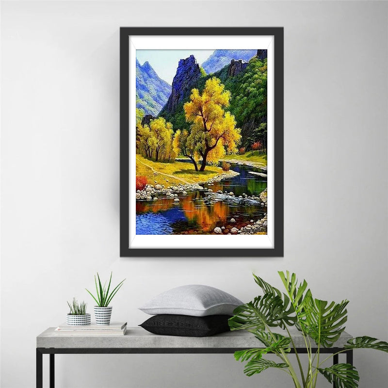 Bach Berg Herbst Diamond Painting