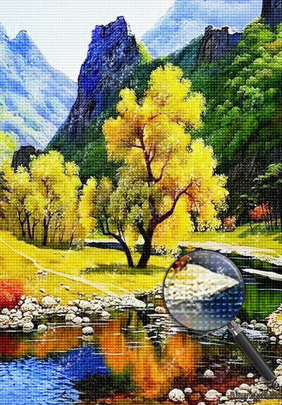 Bach Berg Herbst Diamond Painting